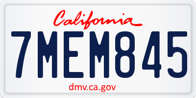 CA license plate 7MEM845