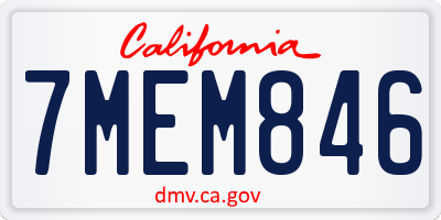 CA license plate 7MEM846