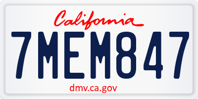 CA license plate 7MEM847