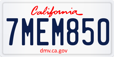 CA license plate 7MEM850