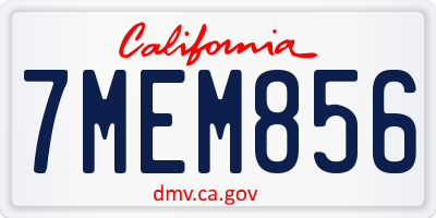 CA license plate 7MEM856