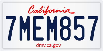 CA license plate 7MEM857