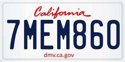 CA license plate 7MEM860