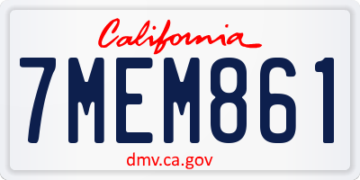 CA license plate 7MEM861