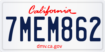 CA license plate 7MEM862