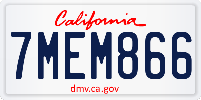 CA license plate 7MEM866
