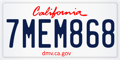 CA license plate 7MEM868