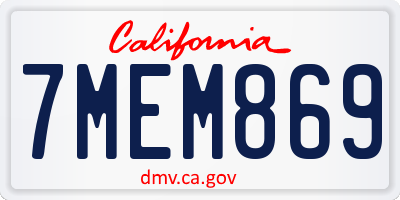 CA license plate 7MEM869