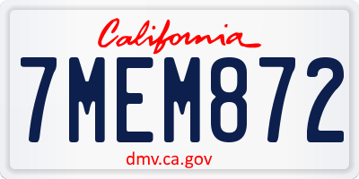 CA license plate 7MEM872