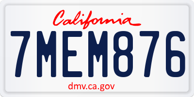 CA license plate 7MEM876