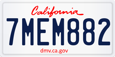 CA license plate 7MEM882