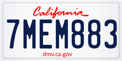 CA license plate 7MEM883