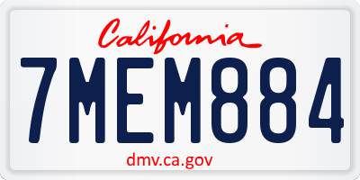 CA license plate 7MEM884