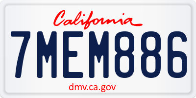 CA license plate 7MEM886
