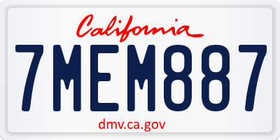 CA license plate 7MEM887