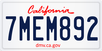 CA license plate 7MEM892