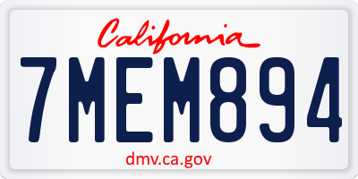 CA license plate 7MEM894