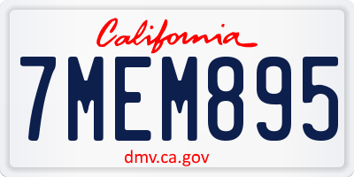 CA license plate 7MEM895