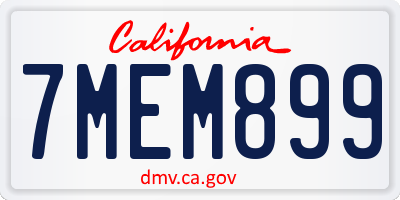 CA license plate 7MEM899