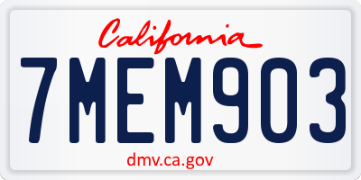 CA license plate 7MEM903