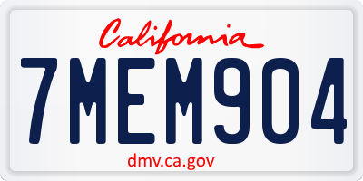 CA license plate 7MEM904