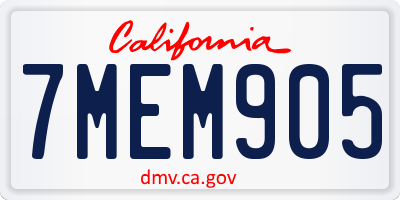 CA license plate 7MEM905