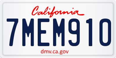 CA license plate 7MEM910