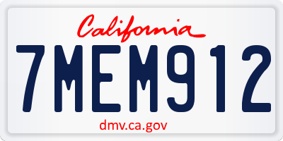 CA license plate 7MEM912