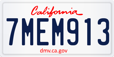 CA license plate 7MEM913