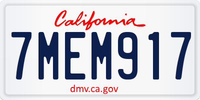 CA license plate 7MEM917