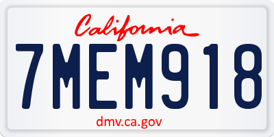 CA license plate 7MEM918