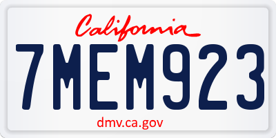 CA license plate 7MEM923