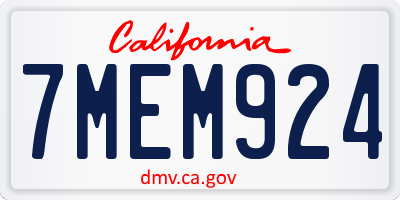 CA license plate 7MEM924