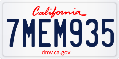 CA license plate 7MEM935