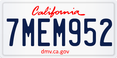 CA license plate 7MEM952