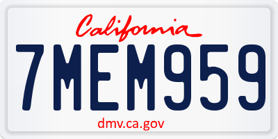 CA license plate 7MEM959