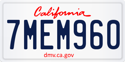 CA license plate 7MEM960