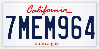 CA license plate 7MEM964