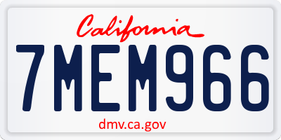 CA license plate 7MEM966