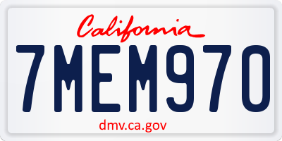 CA license plate 7MEM970