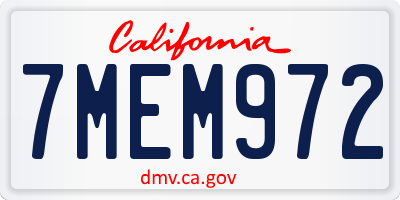 CA license plate 7MEM972