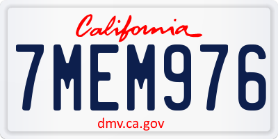 CA license plate 7MEM976