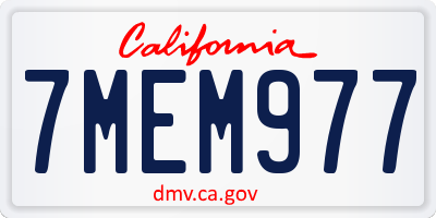 CA license plate 7MEM977