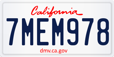 CA license plate 7MEM978