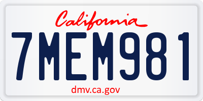 CA license plate 7MEM981