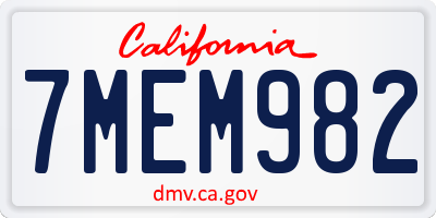 CA license plate 7MEM982