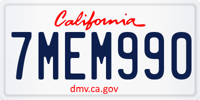 CA license plate 7MEM990