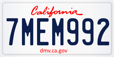 CA license plate 7MEM992