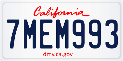CA license plate 7MEM993