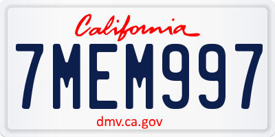 CA license plate 7MEM997